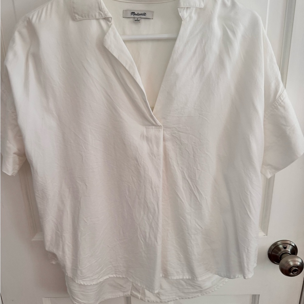 Madewell White Button Down Shirt with Notched Collar